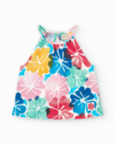 T-shirt pour fille avec design halter et imprimé floral vibrant