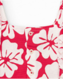 T-shirt pour fille avec volants et imprimé floral en rouge et blanc