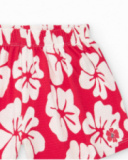 Short pour fille avec imprimé floral en rouge et blanc et taille élastique