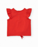 T-shirt rouge pour fille avec imprimé de crabe et volants T-shirt rouge pour fille avec imprimé de crabe et volants