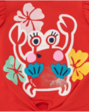 T-shirt rouge pour fille avec imprimé de crabe et volants T-shirt rouge pour fille avec imprimé de crabe et volants