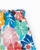 Short pour fille avec imprimé floral multicolore et taille élastique
