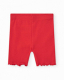 Legging court rouge pour fille avec bordure ondulée Legging court rouge pour fille avec bordure ondulée