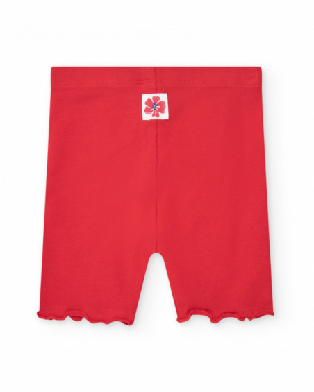 Legging court rouge pour fille avec bordure ondulée Legging court rouge pour fille avec bordure ondulée
