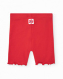 Legging court rouge pour fille avec bordure ondulée Legging court rouge pour fille avec bordure ondulée