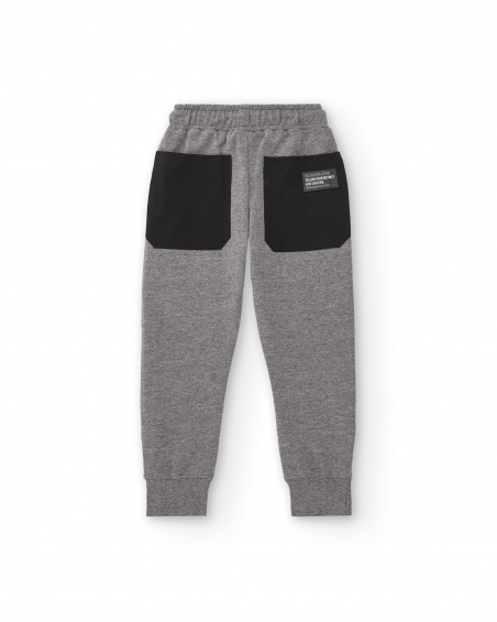 Pantalon peluche gris pour garçon avec poches contrastées collection Skater Life