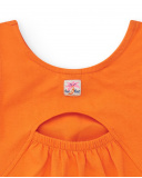 T-shirt orange sans manches pour fille avec visage de chat et détails métalliques | tuc tuc