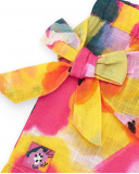 Short fuchsia pour fille avec fleurs et nœud latéral | tuc tuc