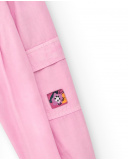 Pantalon cargo rose pour fille avec poches et poignets élastiques | tuc tuc
