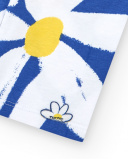 Legging cycliste blanc pour fille avec fleurs bleues et jaunes | tuc tuc