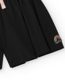 Short noir pour fille avec nœud rose et broderie arc-en-ciel | tuc tuc
