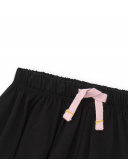 Short noir pour fille avec nœud rose et broderie arc-en-ciel | tuc tuc