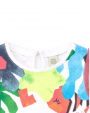 T-shirt blanc pour fille avec manches en tulle rose et fermeture arrière | tuc tuc