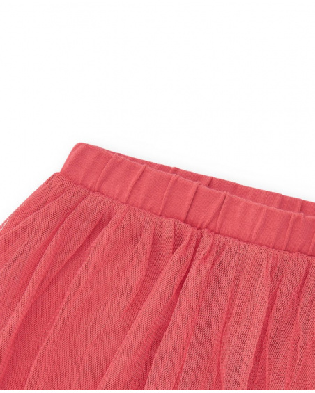 Legging para niña en rosa con capa de tul y cintura elástica