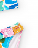 Bikini bleu pour fille avec imprimé floral et volants | tuc tuc