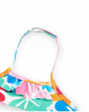 Bikini bleu pour fille avec imprimé floral et volants | tuc tuc