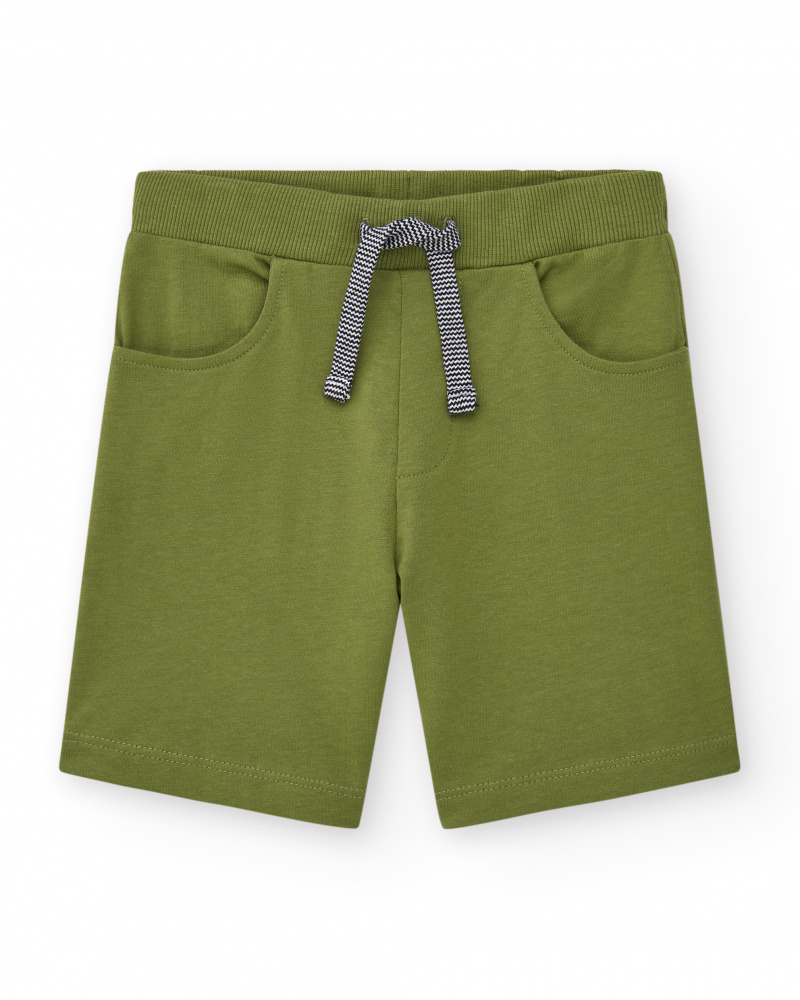 Bermudas pour garçon en vert olive avec taille ajustable et poches