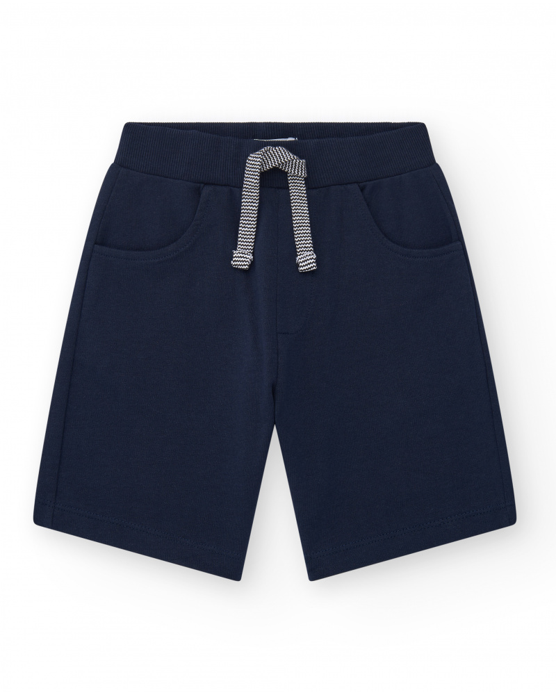 Bermudas pour garçon en bleu marine avec taille ajustable et poches