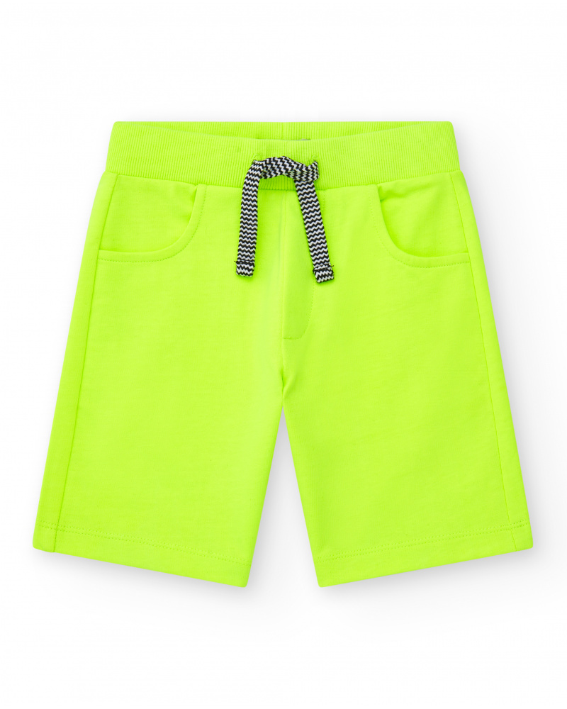 Bermudas pour garçon en jaune avec taille ajustable et poches