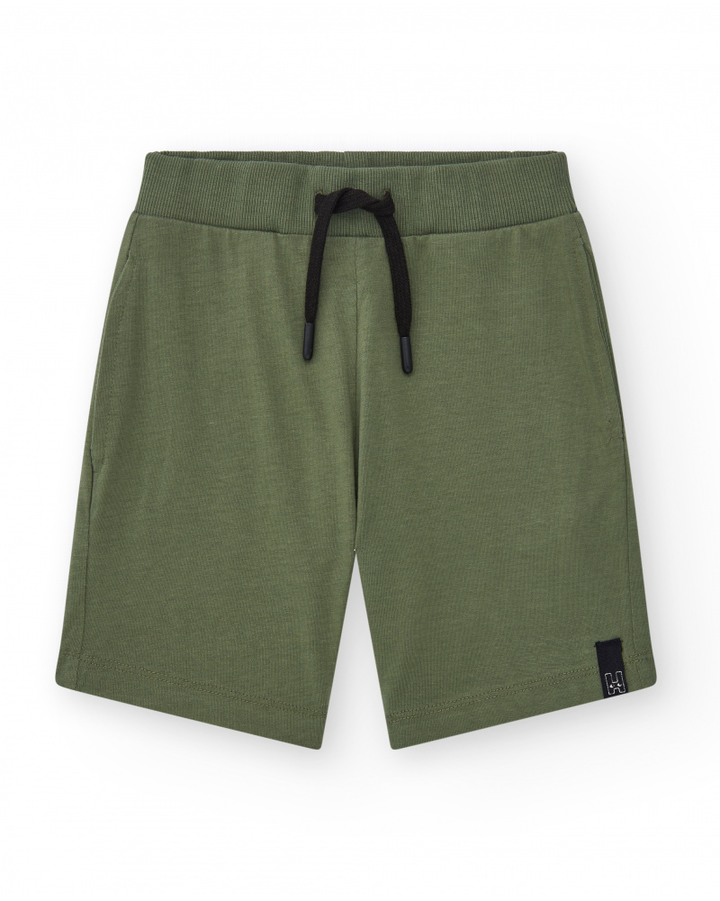 Bermudas pour garçon en vert avec taille ajustable et poches