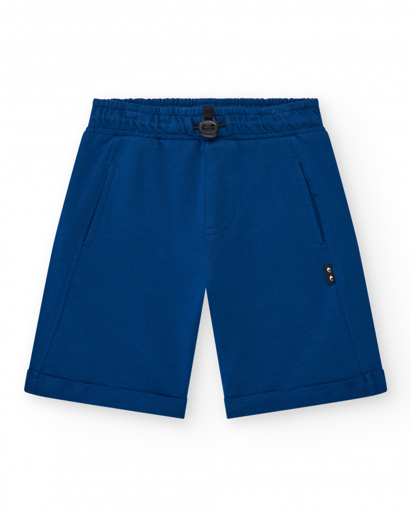 Bermudas pour garçon en bleu marine avec taille ajustable et poches.