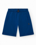 Bermudas pour garçon en bleu marine avec taille ajustable et poches.