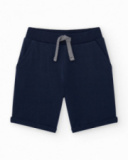 Bermudas pour garçon en bleu avec taille ajustable et poches.