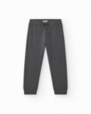Pantalon pour garçon en gris avec taille élastique et cordon de serrage.