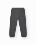 Pantalon pour garçon en gris avec taille élastique et cordon de serrage.