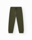 Pantalon pour garçon en vert avec taille élastique et cordon de serrage.