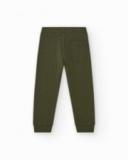 Pantalon pour garçon en vert avec taille élastique et cordon de serrage.