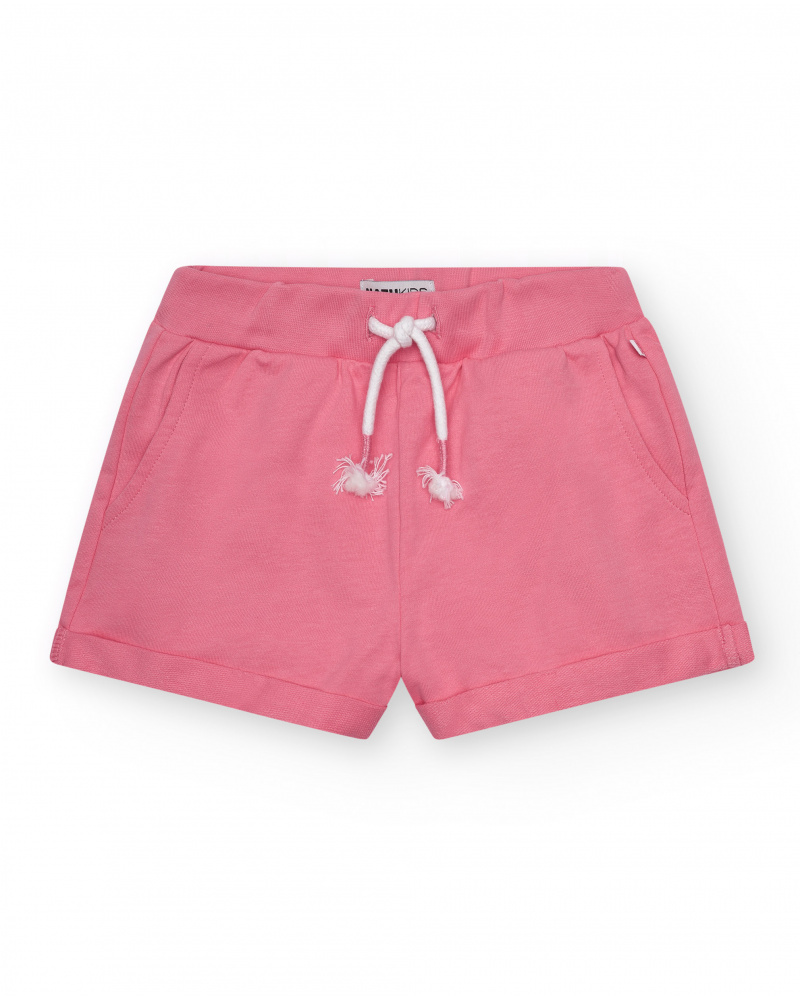 Pantalón corto para niña en rosa con cintura elástica y