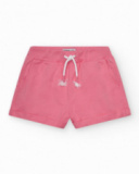 Pantalón corto para niña en rosa con cintura elástica y