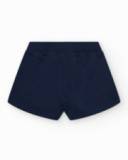 Pantalón corto para niña en azul con cintura elástica y