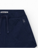 Pantalón corto para niña en azul con cintura elástica y
