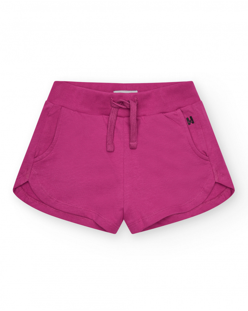 Pantalón corto para niña en fucsia con cintura elástica y