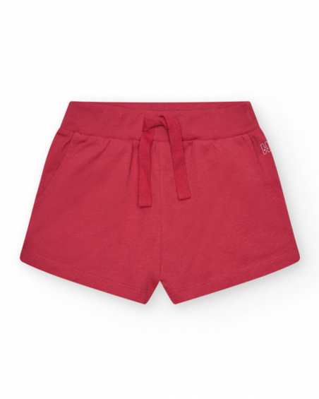 Pantalón corto para niña en rojo con cintura elástica y