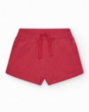 Pantalón corto para niña en rojo con cintura elástica y
