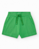 Pantalón corto para niña en verde con cintura elástica y