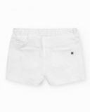 Pantalón corto para niña en blanco con cintura elástica y