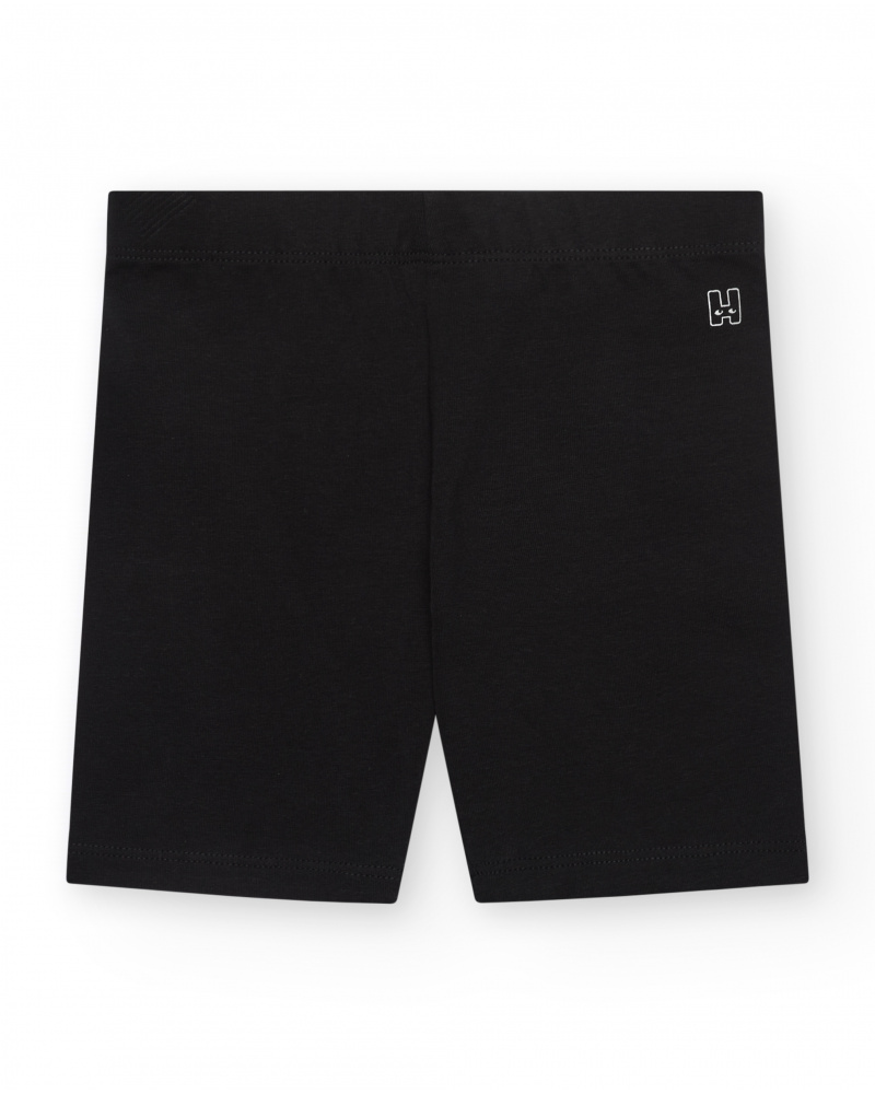 Legging corto para niña en negro con cintura elástica