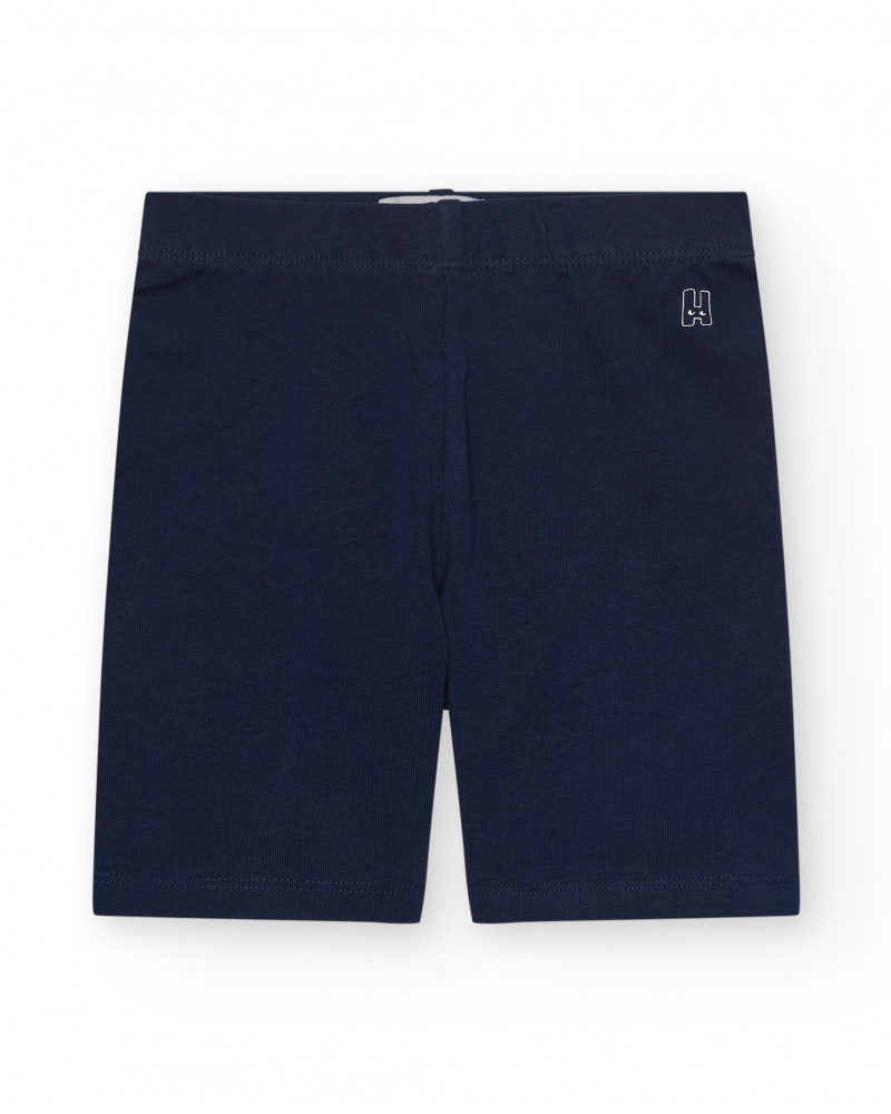 Legging corto para niña en azul marino con cintura elástica