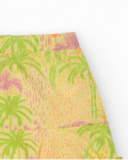 Falda para niña en amarillo con estampado tropical y cintura