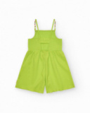 Mono para niña en verde con tirantes y detalles multicolor