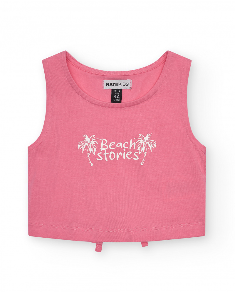 Camiseta sin mangas para niña con estampado de palmeras