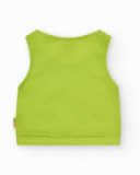 Top sans manches pour fille en vert avec tissu texturé.