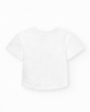 T-shirt pour fille en blanc avec imprimé tropical.
