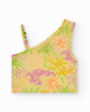 Top pour fille en jaune avec bretelles et perles colorées.