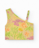 Top pour fille en jaune avec bretelles et perles colorées.