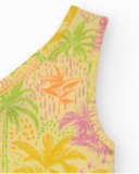 Top pour fille en jaune avec bretelles et perles colorées.